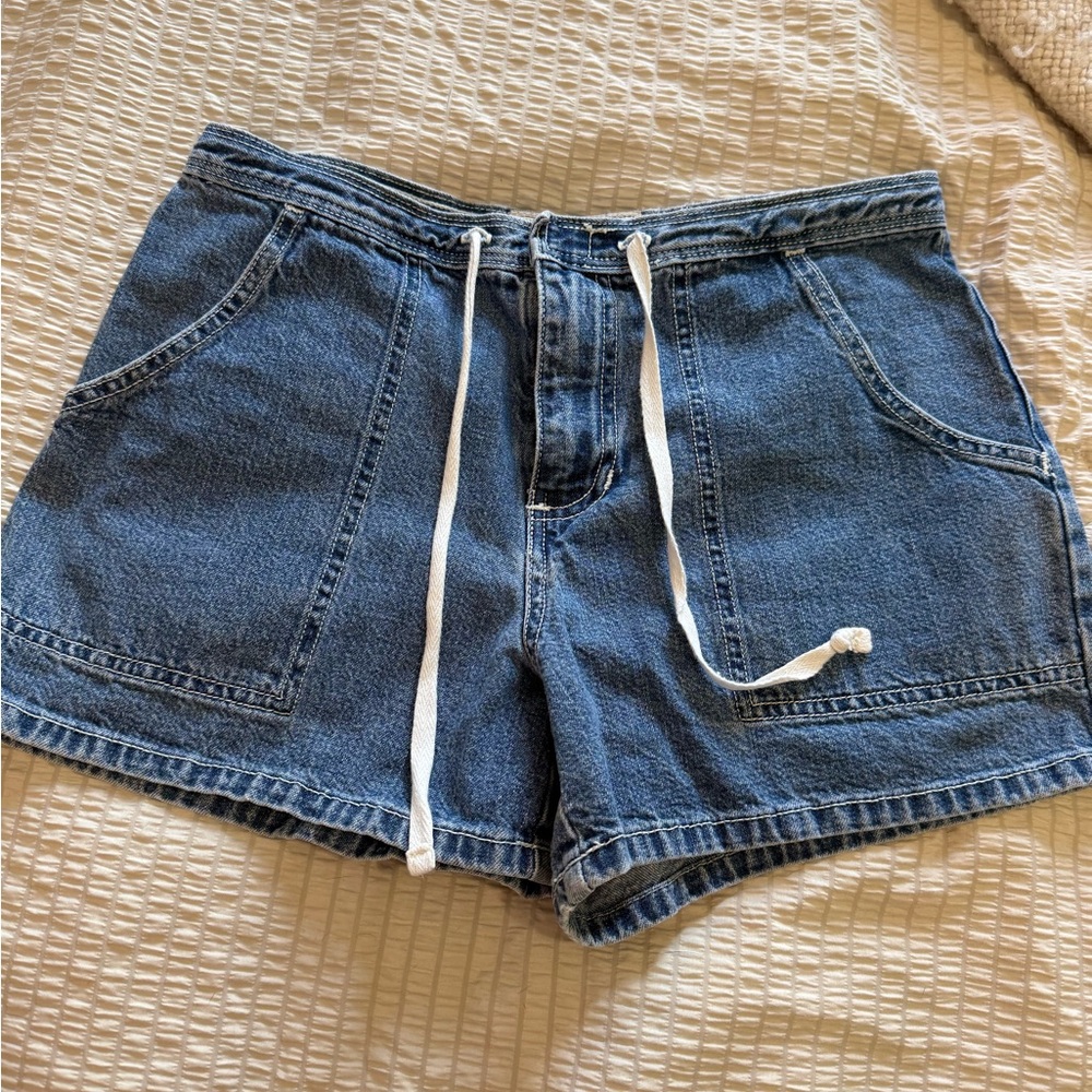 Vintage Low Rise Denim Drawstring Shorts 3